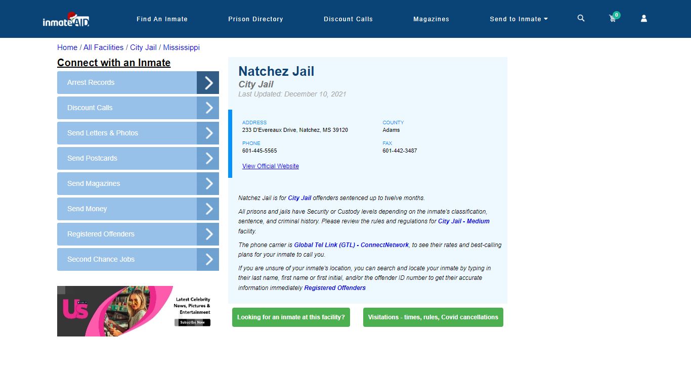 Natchez Jail | Inmate Locator